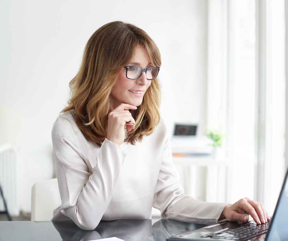 woman working on computer