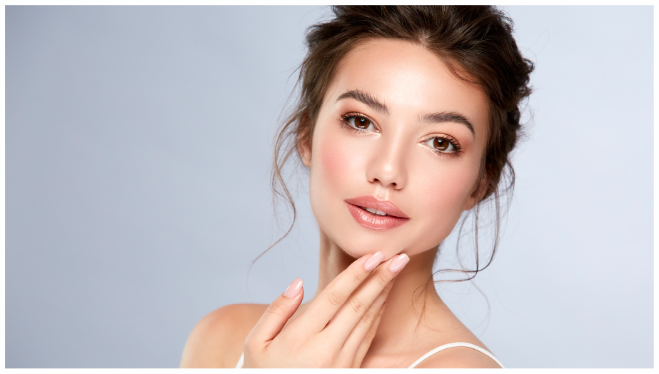 beautiful woman touching her chin